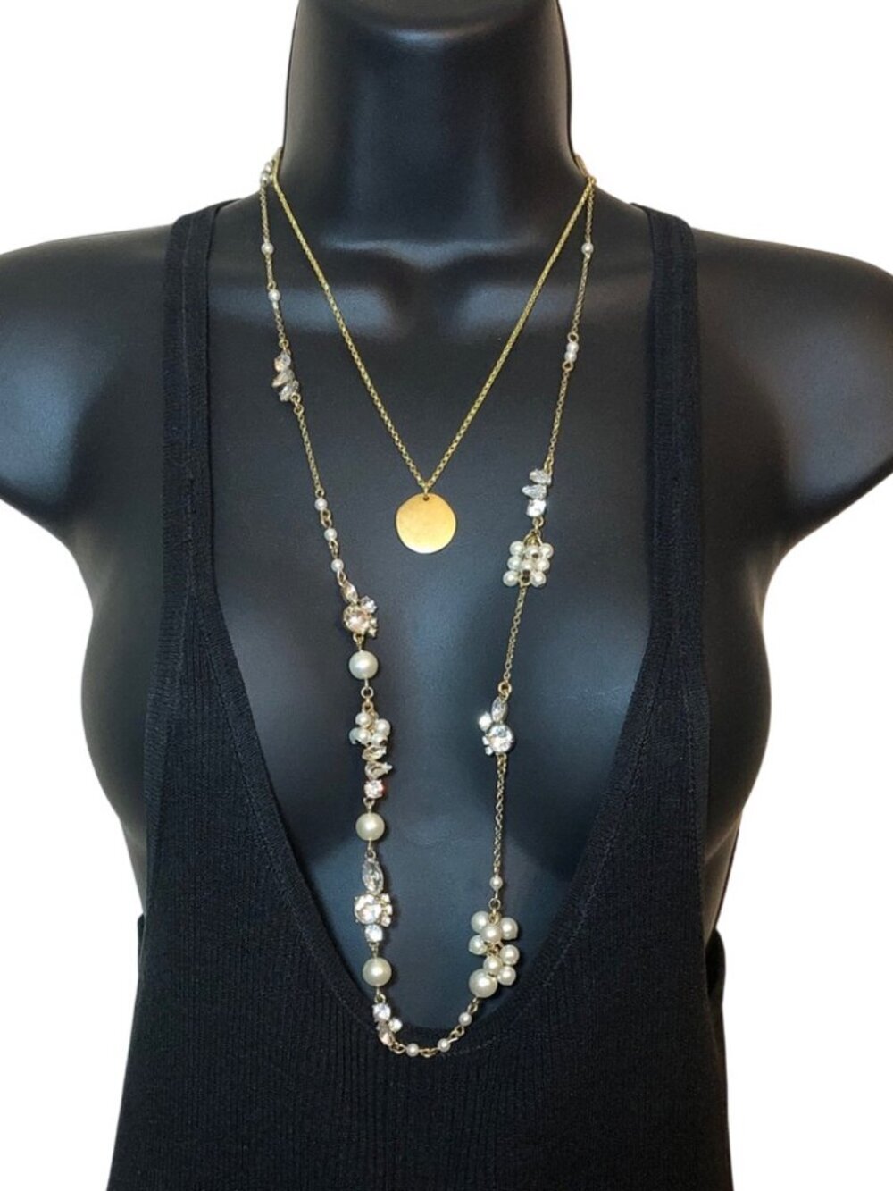 J.crew Madewell Layered Look 2 Chain Gold Necklaces Curated Bundle - Picture 4 of 6